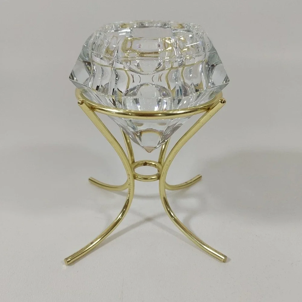 Vintage PartyLite 24% Lead Crystal Diamond Shaped Solitaire Votive Candle Holder - Picture 5 of 9